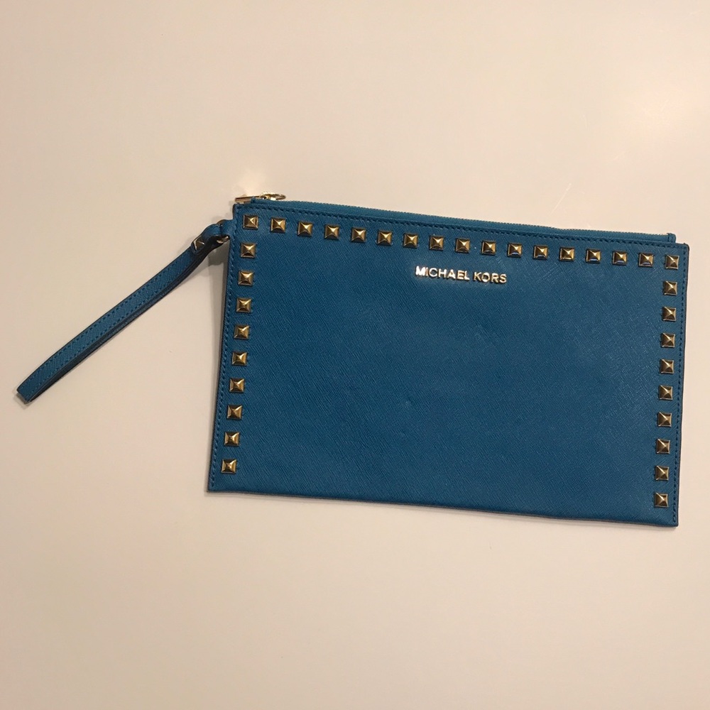 Michael Kors Leather Studded Clutch Wristlet
